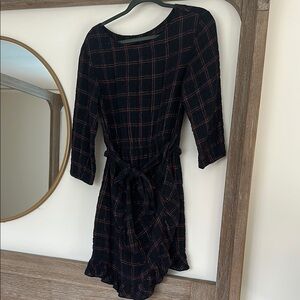 La Vie Rebecca Taylor navy/burgundy faux wrap dress